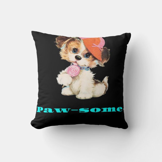 Cozy Comfort for Dog Lovers – Paw-some  Throw Pillow (Front)