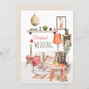 Cozy Comfort of Home Script Virtual Wedding Invitation