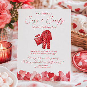 Cozy & Comfy Galentine’s Pajama Party Invitation