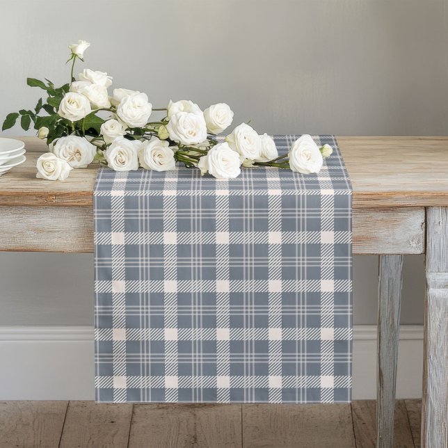 Cozy Coral and Grey Plaid Table Runner for Home (Cozy Coral and Grey Plaid Table Runner for Home)