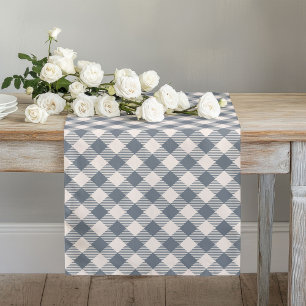 Cozy Coral Grey Plaid Table Runner Gatherings