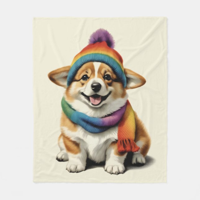 Cozy Corgi Fleece Blanket (Front)