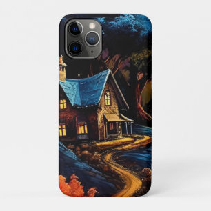 Cozy Cottage at Christmas Under a Glowing Moonlit iPhone 11 Pro Case