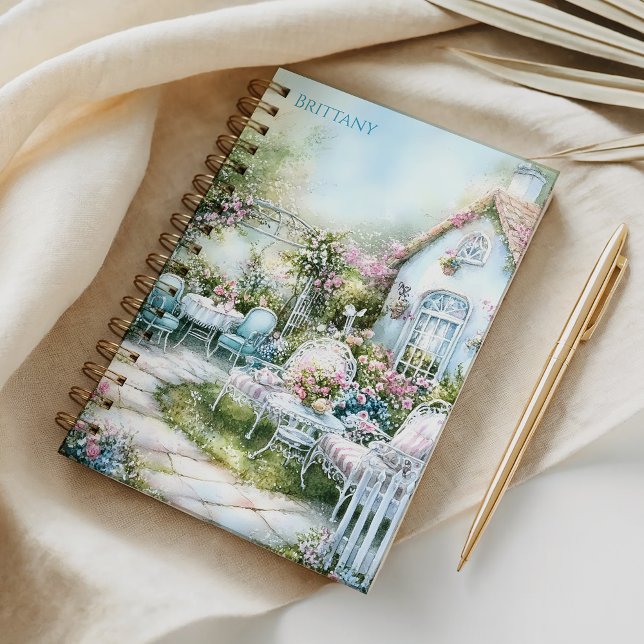 Cozy Cottage Blue Florals Blue Patio | Notebook (Creator Uploaded)