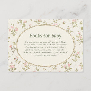 Cozy Cottage Floral Baby Shower Books for Baby Enclosure Card