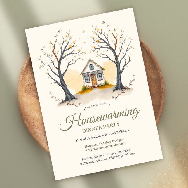 Cozy Cottage Housewarming Dinner Party Invitation (Cozy Housewarming Dinner Party Invitation – Autumn Cottage Theme Invitation)