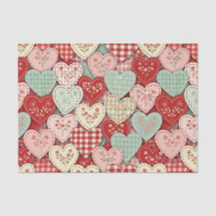 Cozy Cottage Patchwork Heart Plaid Design Tissue Paper