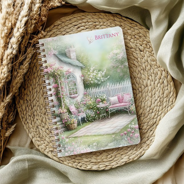 Cozy Cottage Pink Florals Pink Patio | Notebook (Creator Uploaded)