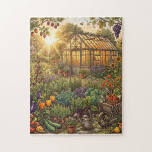 Cozy Cottagecore Botanical Community Garden Jigsaw Puzzle