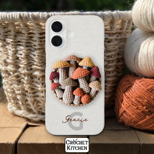Cozy Cottagecore Crochet Mushroom Basket Name  iPhone 16 Case