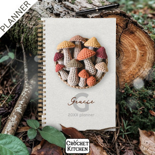 Cozy Cottagecore Crochet Mushroom Basket Personal Planner
