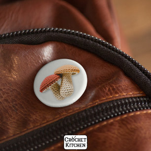 Cozy Cottagecore Crochet Mushroom Fairy Garden 2 Inch Round Button