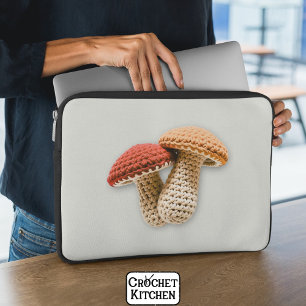 Cozy Cottagecore Crochet Mushroom Fairy Garden Laptop Sleeve