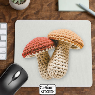 Cozy Cottagecore Crochet Mushroom Fairy Garden  Mouse Pad