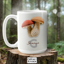 Cozy Cottagecore Crochet Mushroom Monogram Name