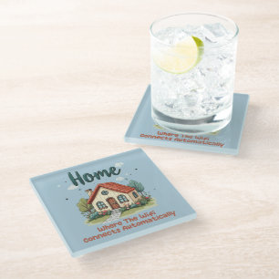 Cozy Cottagecore Home Whimsical House Art Glass Coaster