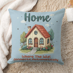 Cozy Cottagecore Home Whimsical House Art Throw Pillow