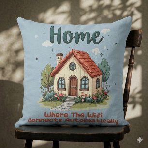 Cozy Cottagecore Home Whimsical House Art Throw Pillow