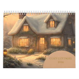 Cozy Cottages AI Generated Art 2024 Wall Calendar