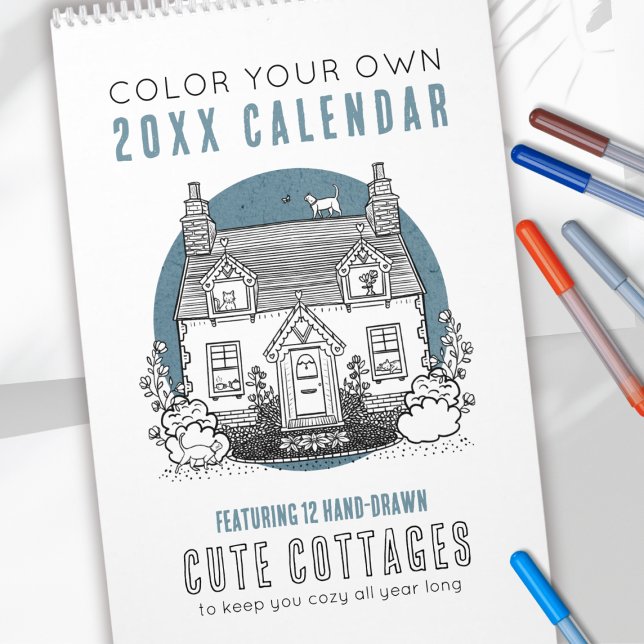 Cozy Cottages Colour Your Own Any Year Calendar (Creator Uploaded)