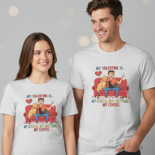 Cozy Couch Critters Coffee Valentine Lovers Gift Tri-Blend Shirt