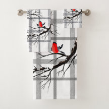 Cozy Country Cottage Winter Birds Bath Towel Set