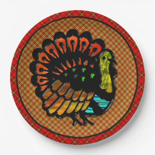 Cozy Country Turkey Plaid  Paper Plate