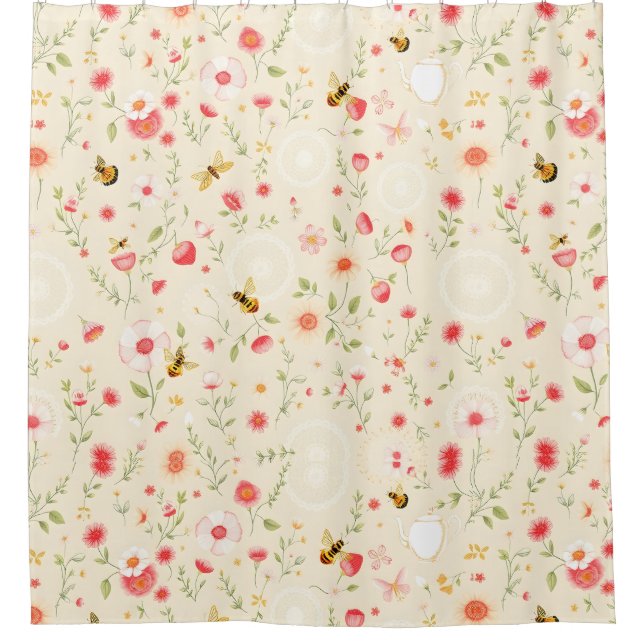 Cozy Countryside Shower Curtain – Cottagecore  (Front)