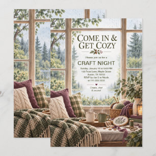 Cozy Craft Night Gathering with Friends Invitation