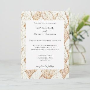 Cozy Cream Beige Weaves Wedding Invitation