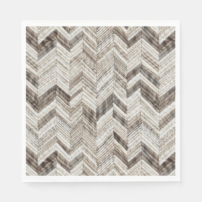 Cozy cream brown chevron pattern, napkin (Front)
