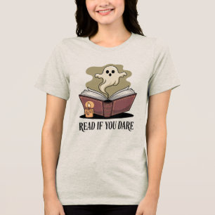Cozy Cream Gothic Book Ghost Tri-Blend Shirt