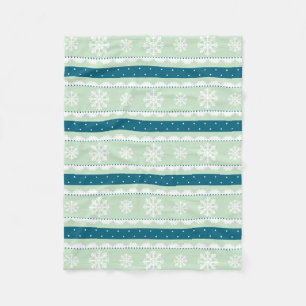 Cozy Cream Mint White Snowflakes Christmas Pattern Fleece Blanket