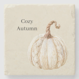Cozy Cream Pumpkin Stone Coaster