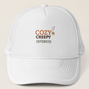 Cozy Creepy & Caffeinated Halloween Coffee Fall Trucker Hat