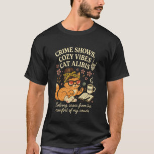 Cozy Crime Analyst Messy Bun Cat True Crime T-Shirt
