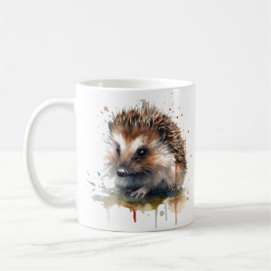 Cozy Critter: Hedgehog in Watercolor Coffee Mug