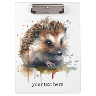 Cozy Critter: Hedgehog in Watercolor, custom Clipboard