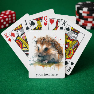 Cozy Critter: Hedgehog in Watercolor, custom Playing Cards