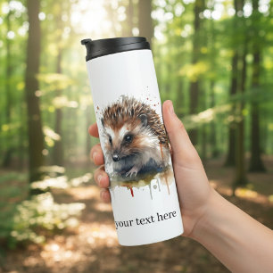 Cozy Critter: Hedgehog in Watercolor, custom Thermal Tumbler