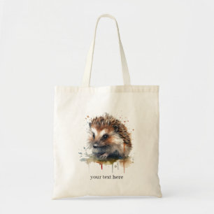 Cozy Critter: Hedgehog in Watercolor, custom Tote Bag