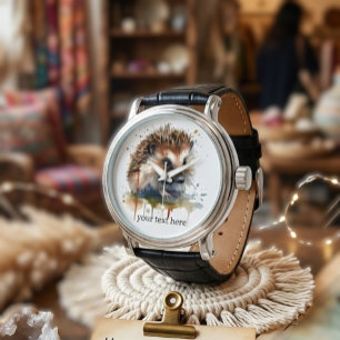  Cozy Critter: Hedgehog in Watercolor, custom  Watch