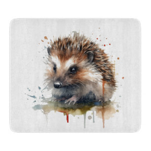 Cozy Critter: Hedgehog in Watercolor Cutting Board