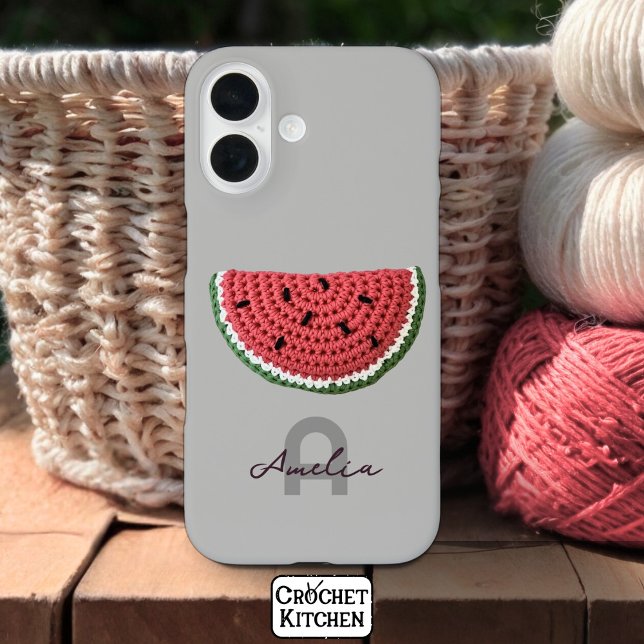 Cozy Crochet Watermelon Fruit Aesthetic Monogram  Case-Mate iPhone Case (Creator Uploaded)