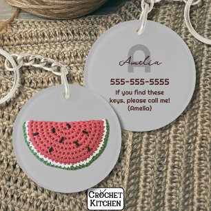 Cozy Crochet Watermelon Fruit Aesthetic Monogram  Keychain
