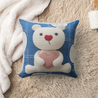 Cozy Crocheted Bear Decorative Pillow