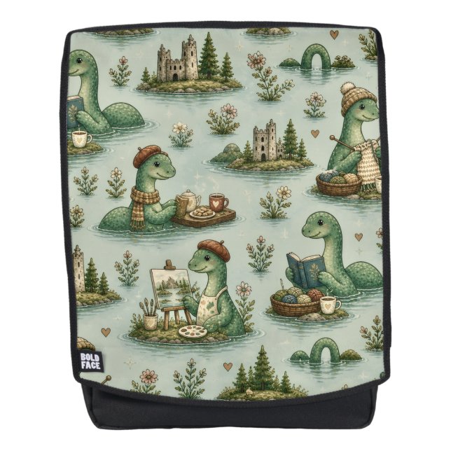 Cozy Cryptids Nessie Loch Ness Monster hobbies  Backpack (Front)