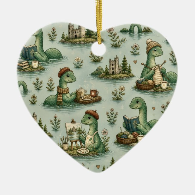 Cozy Cryptids Nessie Loch Ness Monster hobbies  Ceramic Ornament (Front)