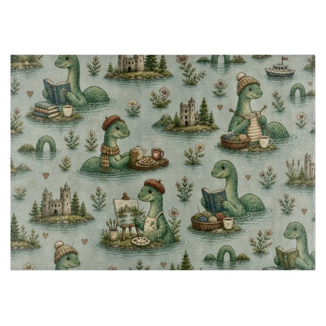 Cozy Cryptids Nessie Loch Ness Monster hobbies  Cutting Board (Front)