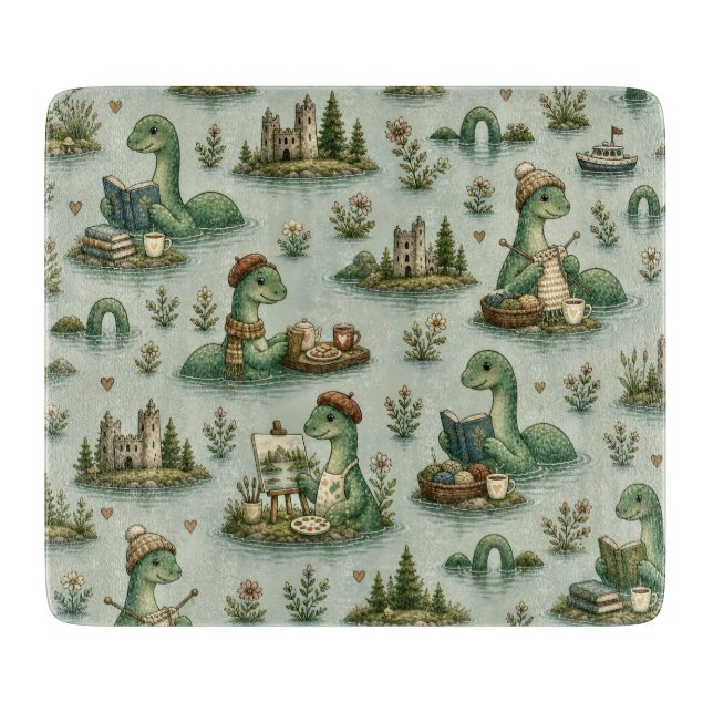 Cozy Cryptids Nessie Loch Ness Monster hobbies  Cutting Board (Front)